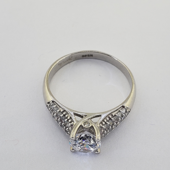 925 Sterling Silver Ladies C-Z Engagement Ring - Picture 3 of 8